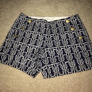 White and navy designed Jcrew shorts